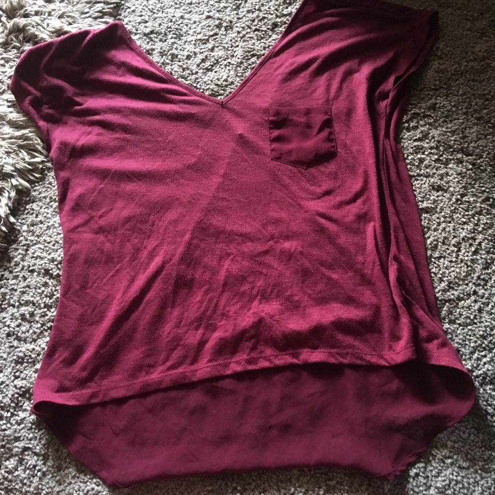Maroon Tee with sheer backing